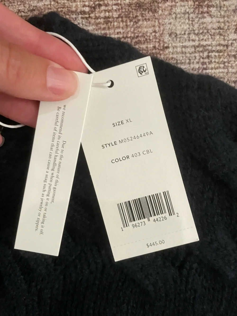 Vince Men's Navy Cable-Knit Crewneck Sweater, Size XL